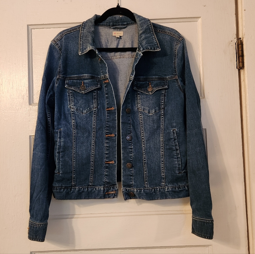 Cremieux Jean Jacket Medium Wash Denim Size Large EUC Spring Classic, Y2K Style
